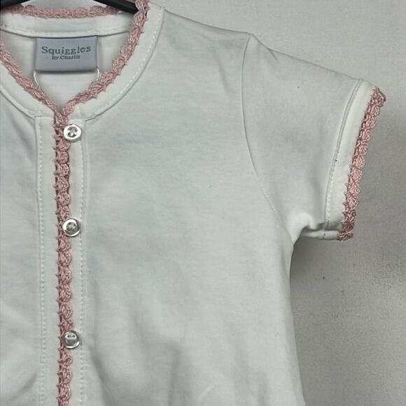 Squiggles by Charlie White and pink Pima Cotton short sleeve day gown 3-6 m NWT - Picture 3 of 13